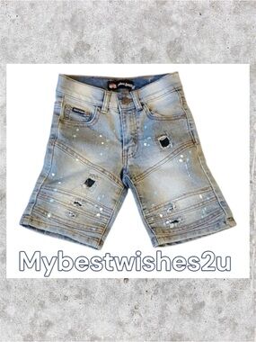 Phat Farm Blue Distress Kids Shorts Size 2t Or 3t See Measurements Rip + Repair